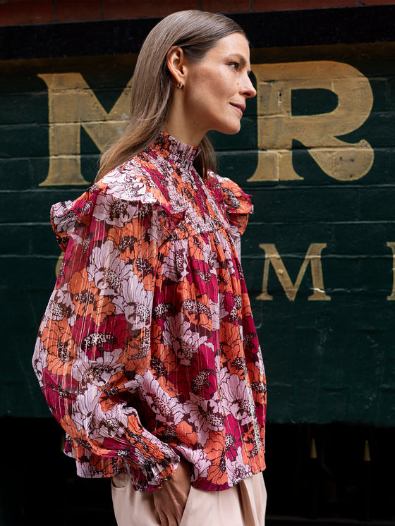 Retro Poppy Smocked Top