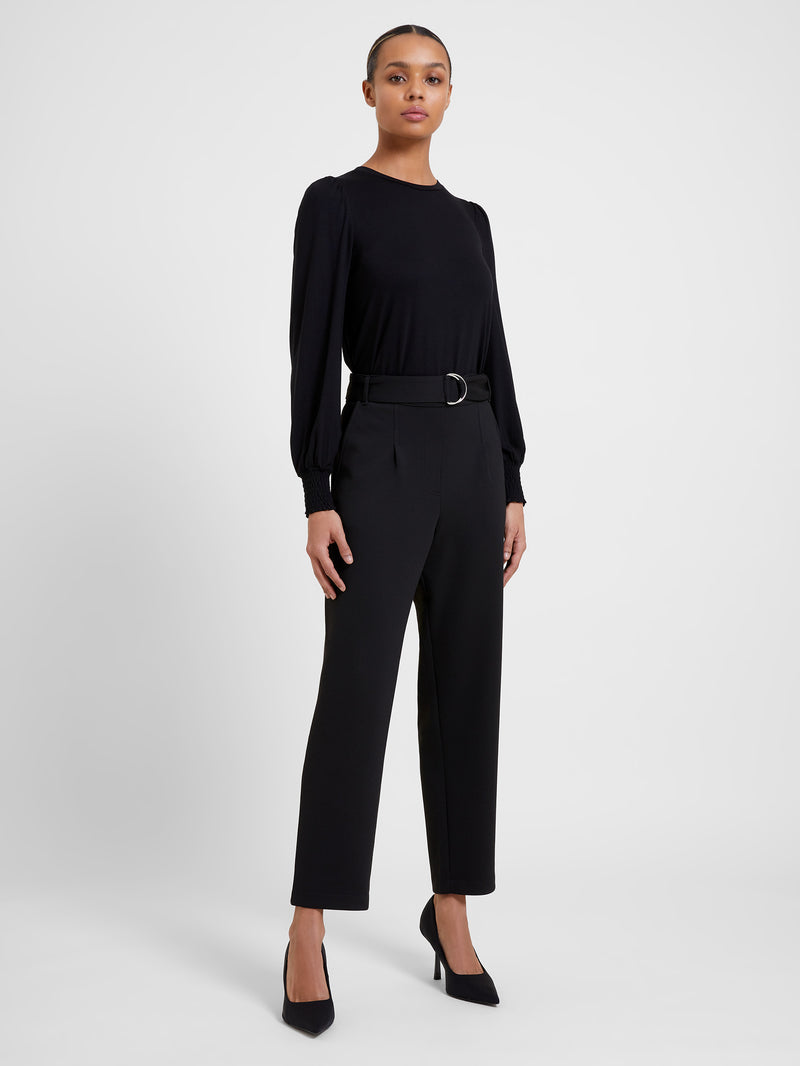 City Jersey Belted Trousers Black
