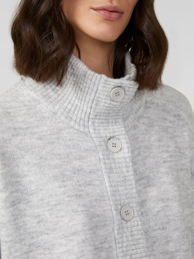 Carice Recycled Knit Button Down Jumper Grey Marl | Great Plains UK