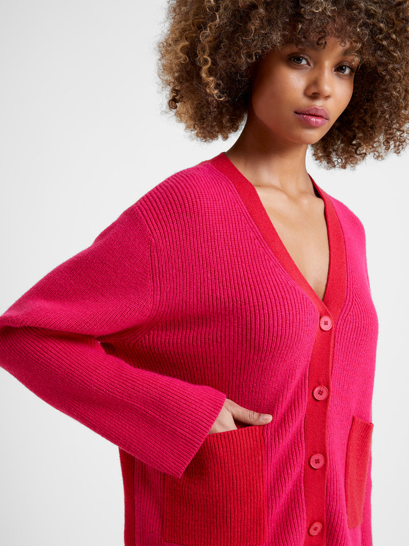 Winter Comfort Recycled Knit Cardigan Crimson/Chrstms Rose