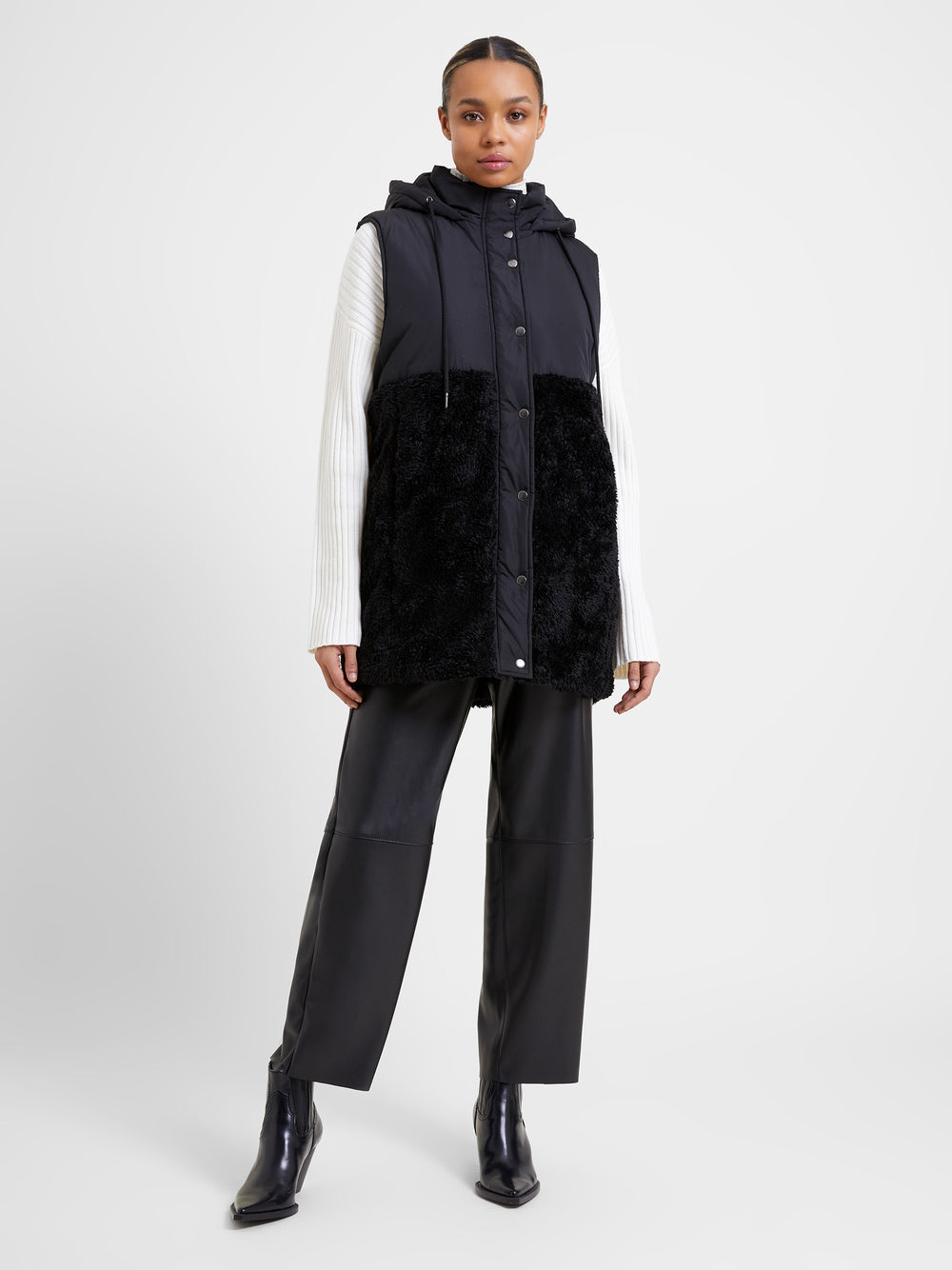 Sleeveless puffer discount jacket with hood