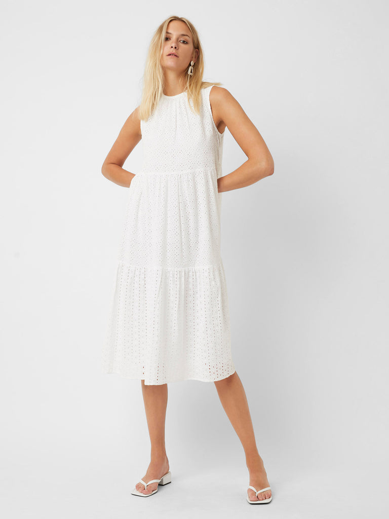 Summer Broderie Midi Dress White | Great Plains UK