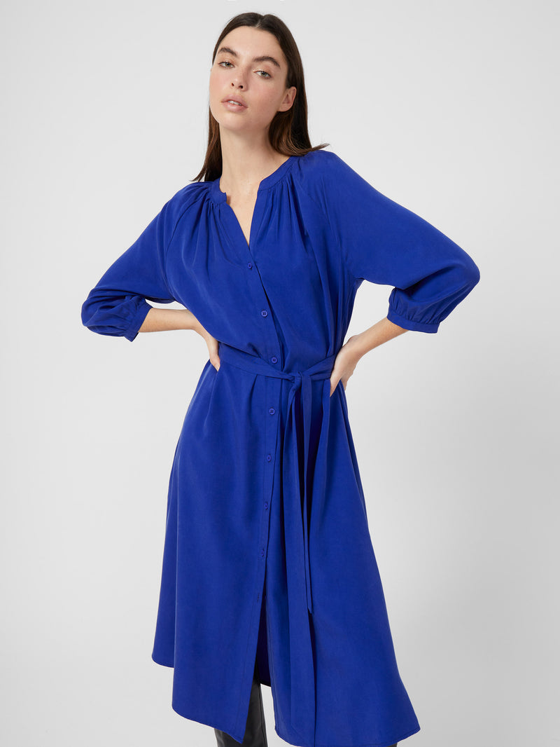Belted lyocell midi best sale dress