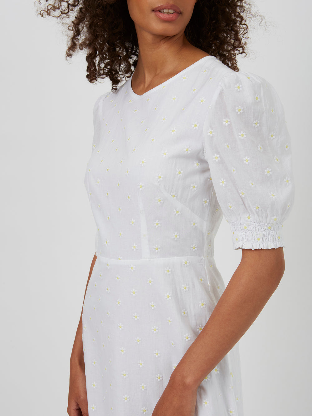 Daisy Embroidery Midi Dress White Combo Great Plains UK