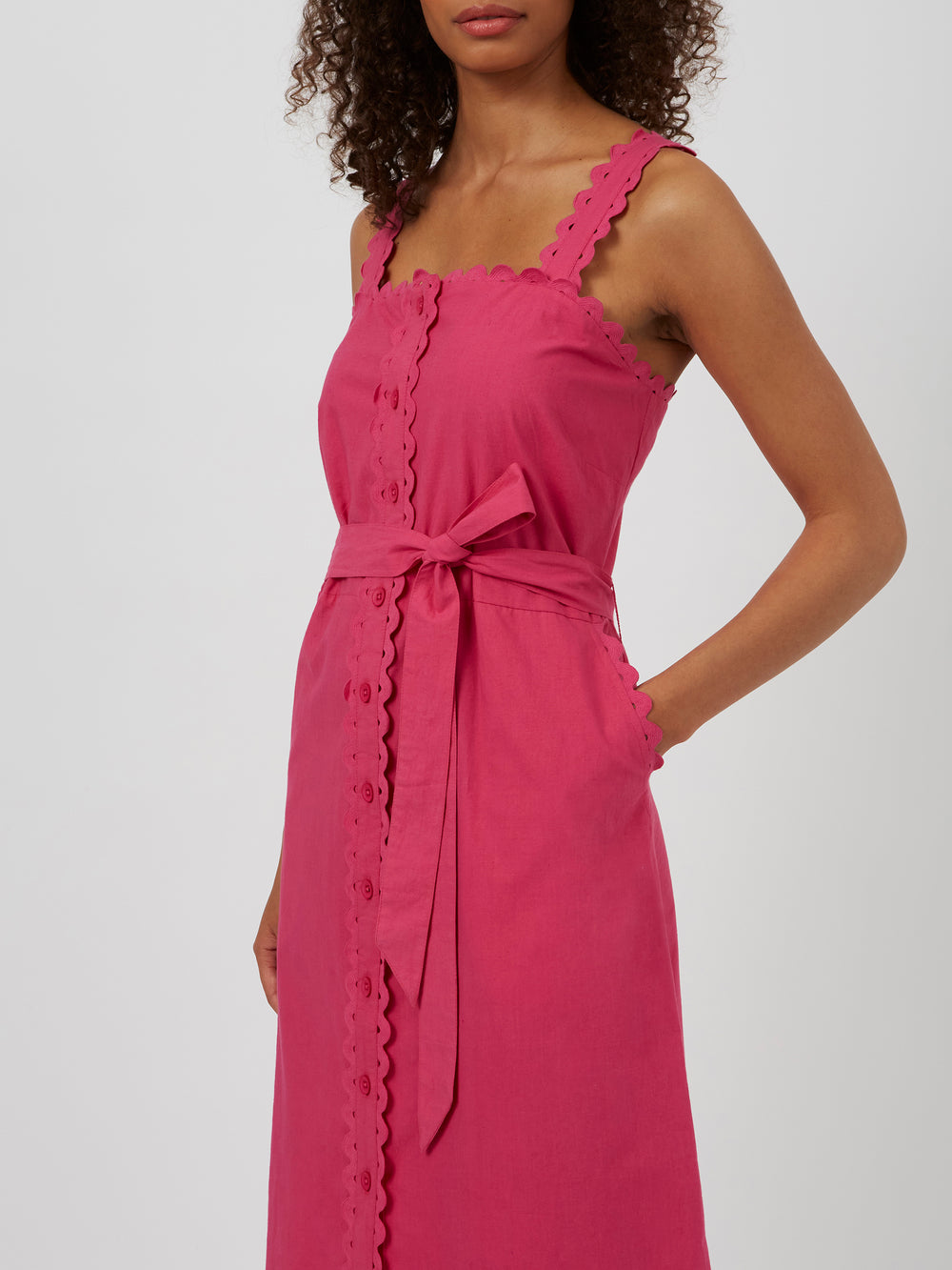 Summer Organic Ric Rac Midi Dress Magenta Great Plains UK
