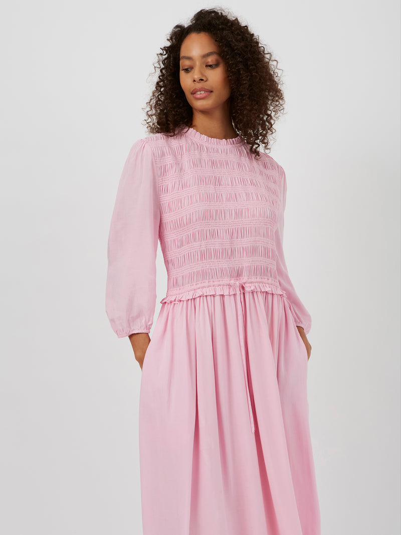 Bali Eco Smocked Midi Dress Blossom Great Plains UK