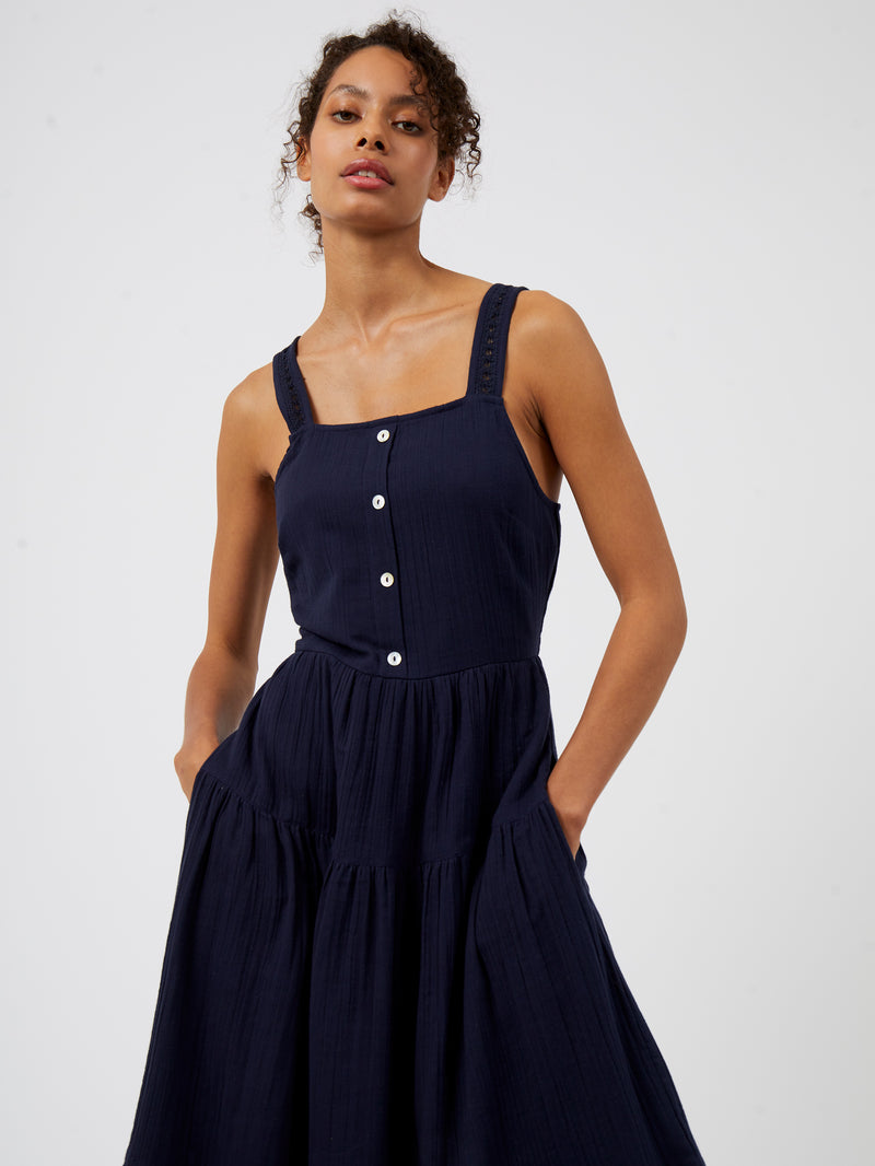 Summer Texture Cut Out Back Maxi Dress Indigo | Great Plains UK
