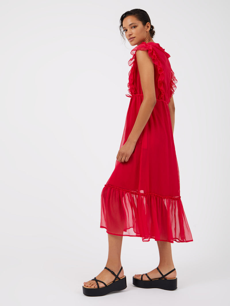 Ruffle clearance neckline dress