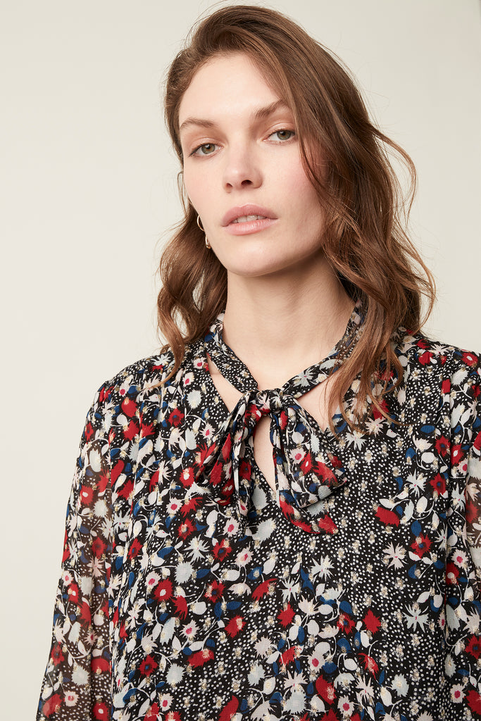 Cosmo Flower Long Sleeve V Neck Top Great Plains UK