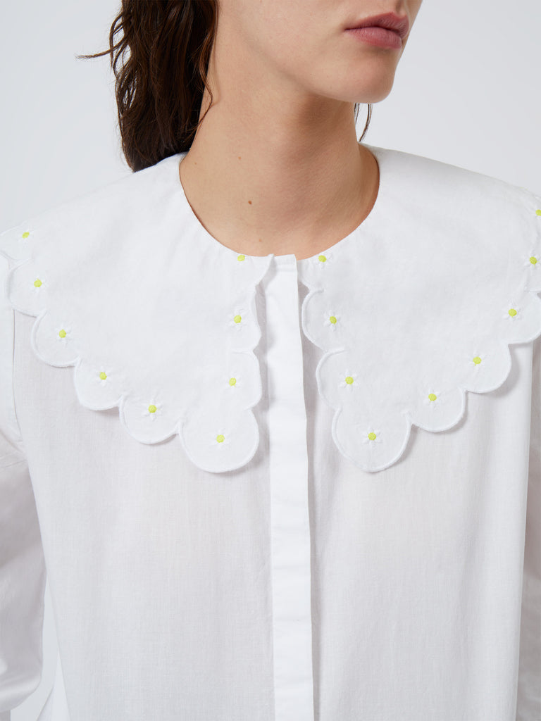 Daisy Organic Embroidered Collar Blouse White Combo Great Plains UK