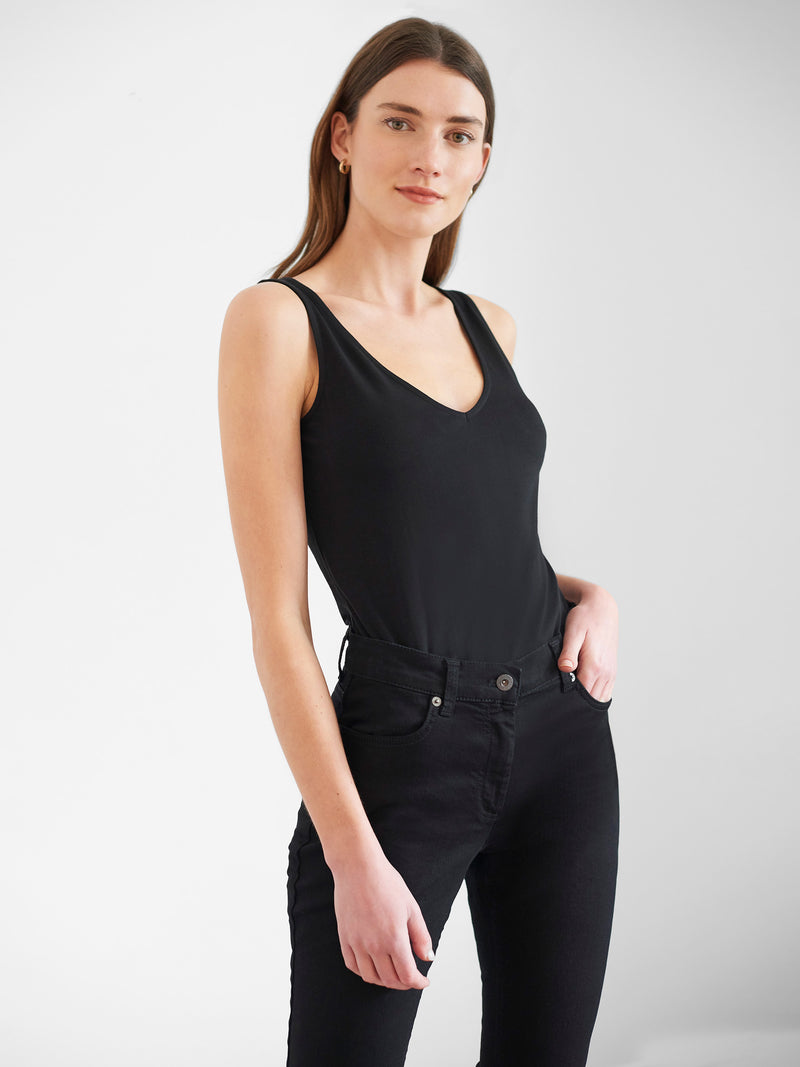 Core Organic Fitted Tank Top With Support Black Great Plains UK