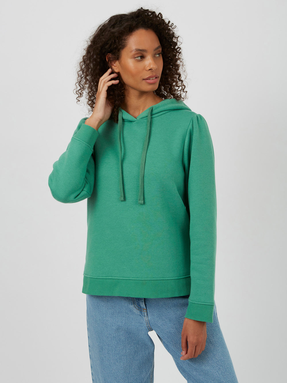Summer Sweatshirt Organic Hooded Jumper Jade Green Great Plains UK