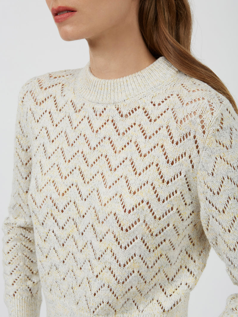 Spring Denim Knit Ls Jumper Milk Multi Great Plains UK
