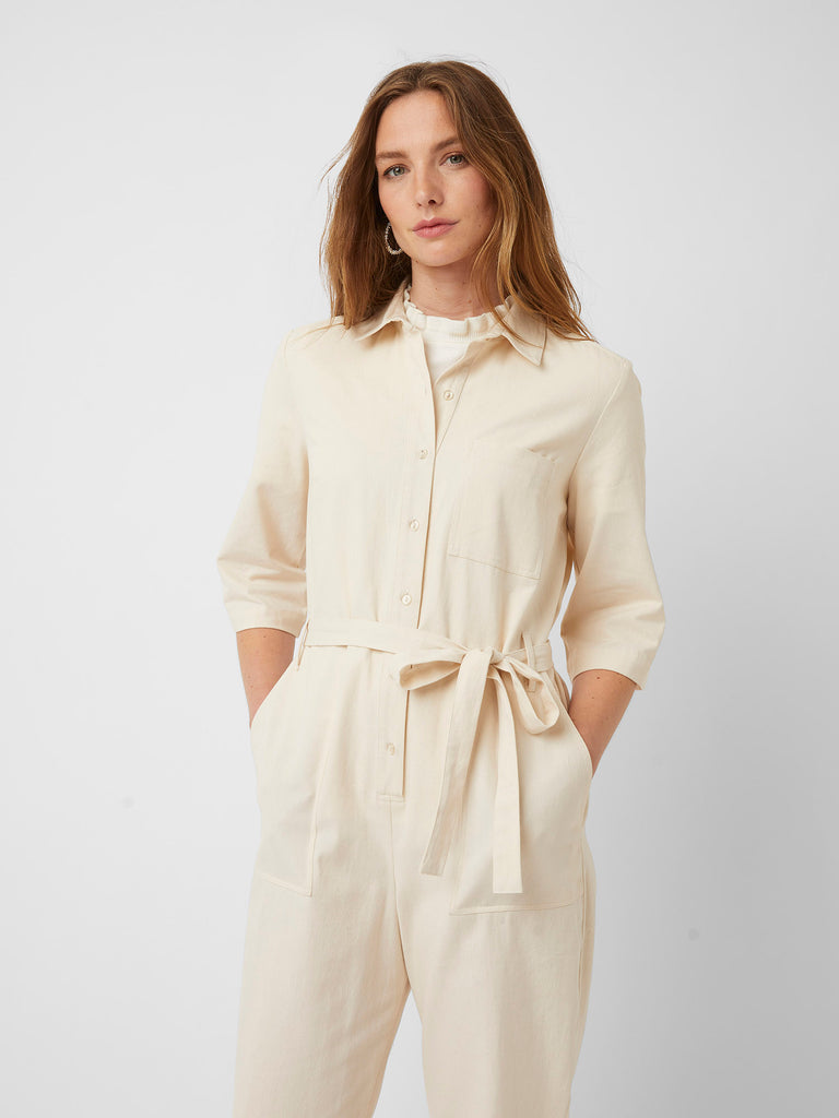 Organic Cotton Utility Jumpsuit Ecru Great Plains UK