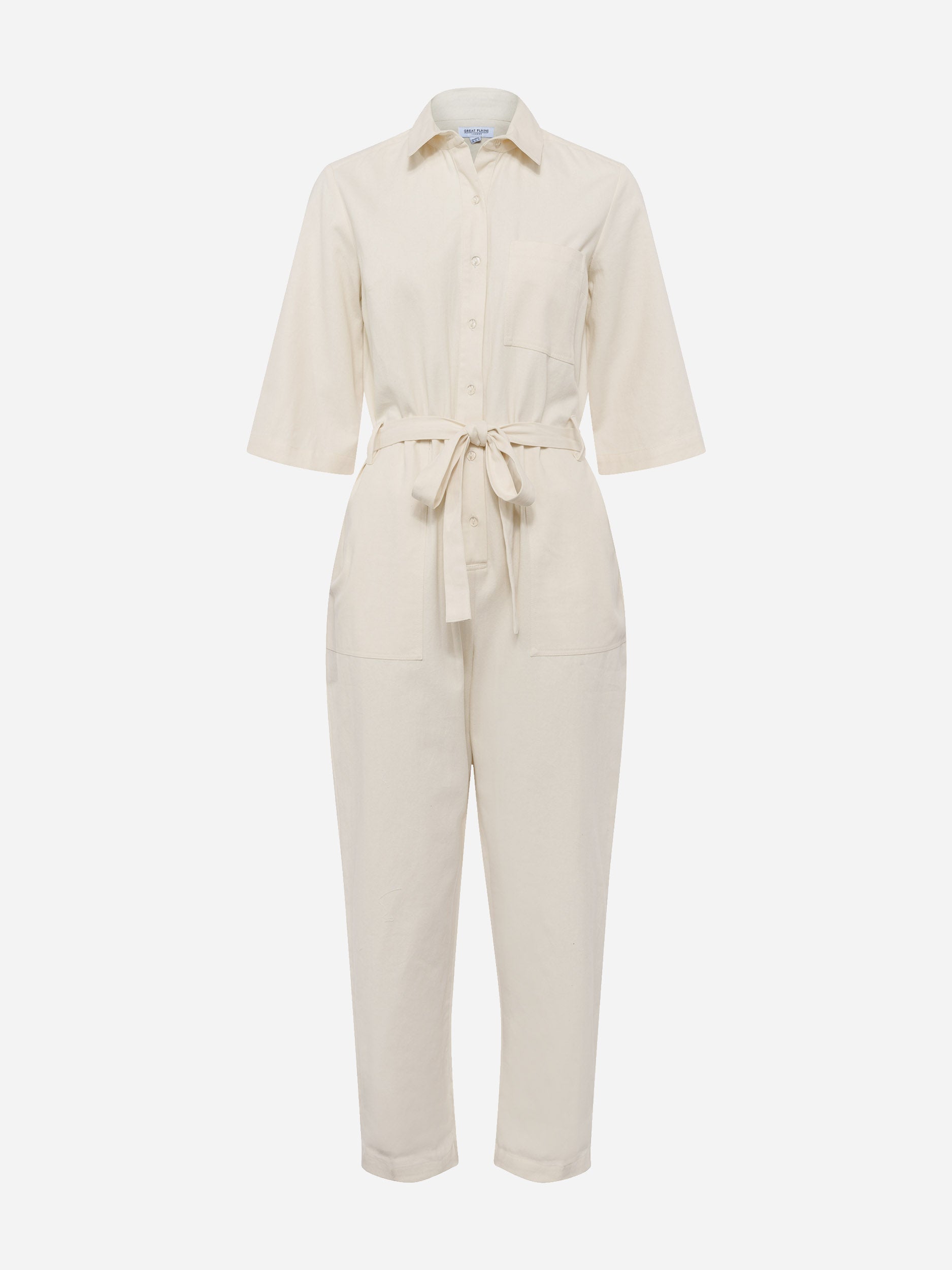 Organic Cotton Utility Jumpsuit Ecru Great Plains UK