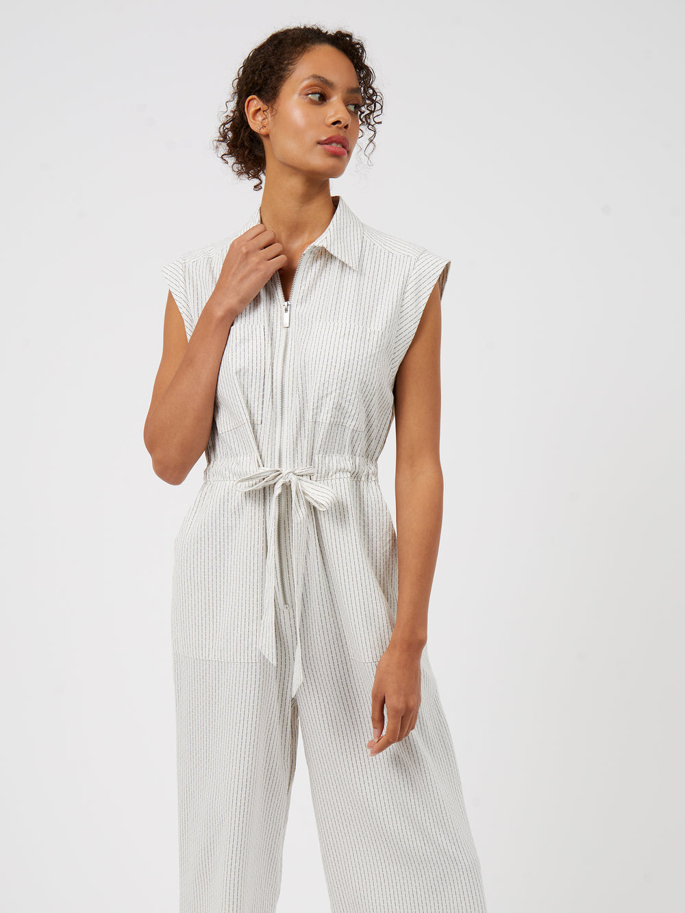 Mid Summer Novelty Belted Jumpsuit Milk Multi Great Plains UK