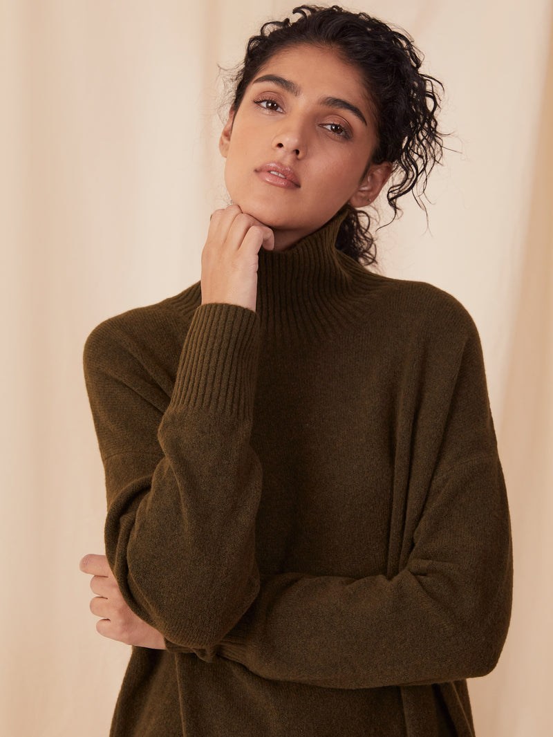 Carice Knit Funnel Neck Jumper Forest Great Plains UK